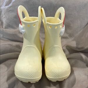 CROCS Kids Cream Rain Boots